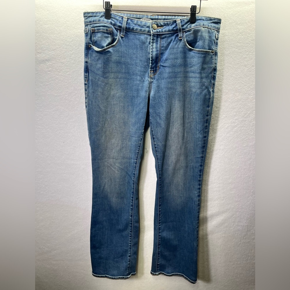 Old Navy Kicker Bootcut Mid Rise Jeans‎ Womens 12 Blue Denim Stretch Faded 2124